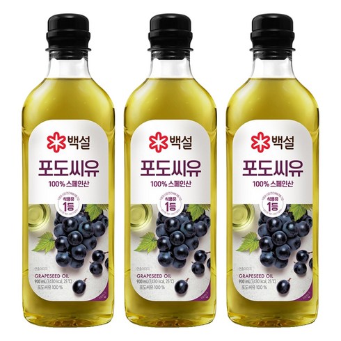 백설 포도씨유, 900ml, 3개