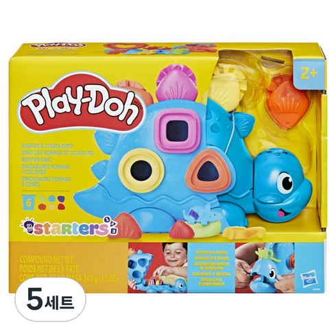 플레이도우 해즈브로 공룡 플레이세트 G0491, 5세트, 혼합색상, 820g