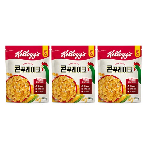 켈로그 콘푸레이크 시리얼, 530g, 3개