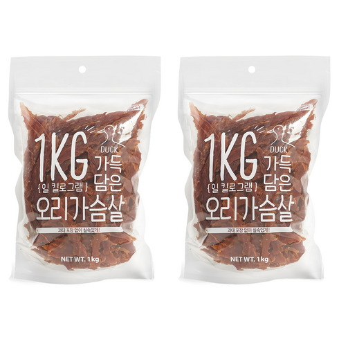 슈퍼츄 강아지 일킬로그램 가득담은 육포, 오리가슴살, 1kg, 2개