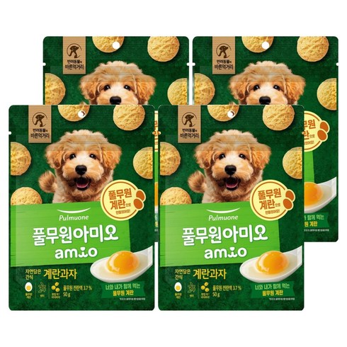풀무원아미오 강아지 자연담은 간식 과자, 4개, 50g, 계란맛