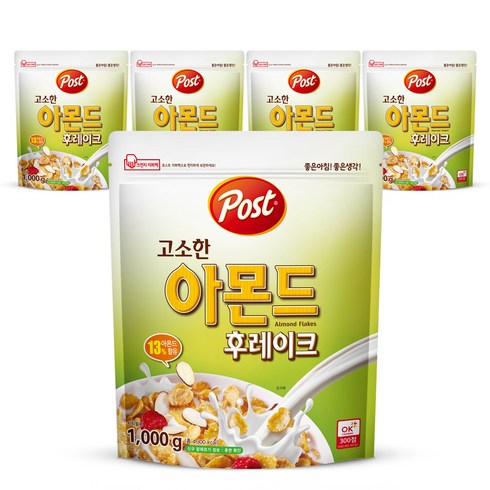포스트 고소한 아몬드 후레이크 시리얼, 1kg, 5개