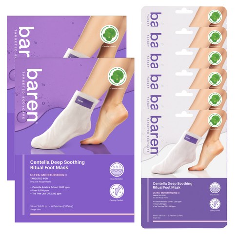 바렌 시카 센텔라 딥 수딩 발 보습 풋 팩, 3개입, 2개, 18ml