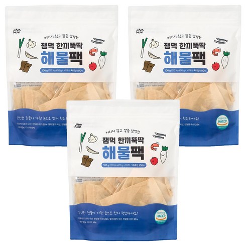 잼먹 이유식 해물팩 아기 육수팩 10p, 100g, 3개