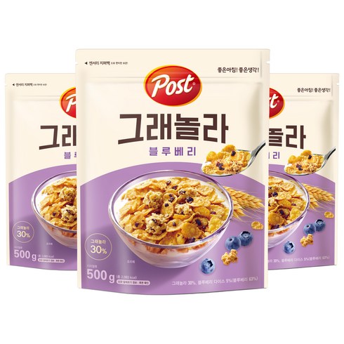포스트 그래놀라 시리얼 블루베리, 500g, 3개