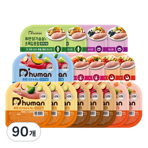 듀먼 전연령 강아지 버라이어티 화식사료 종합 8종, 혼합맛, 50g, 90개