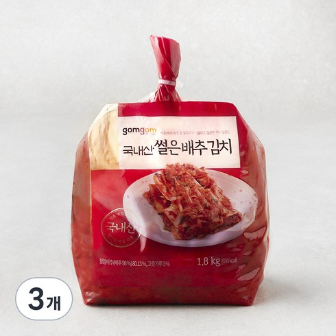 곰곰 국내산 썰은 배추 김치, 1.8kg, 3개
