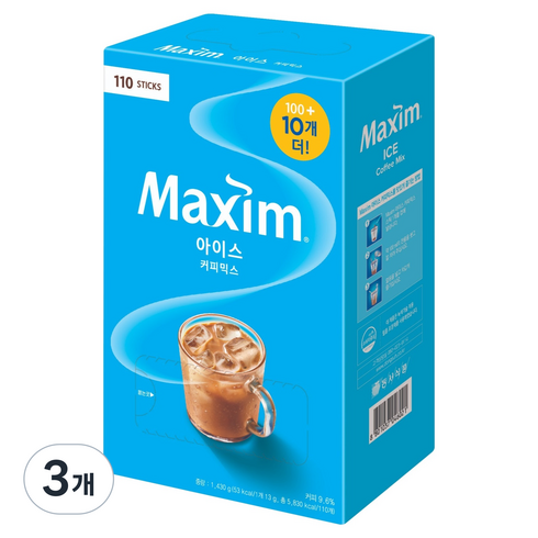맥심 아이스 커피믹스, 13g, 110개입, 3개