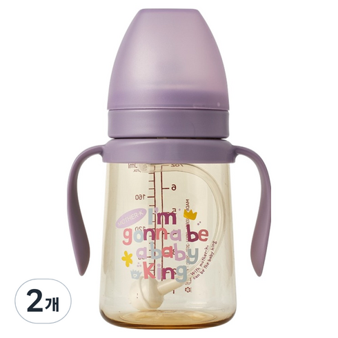 마더케이 베이직 PPSU 베베 추 빨대컵, 200ml, 2개, 라일락