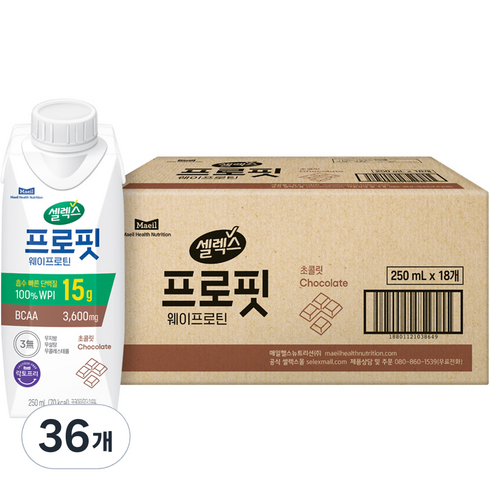 셀렉스 프로핏 웨이프로틴 드링크 초콜릿, 250ml, 36개