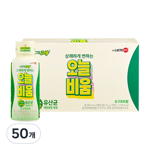 락토조이 오늘비움 유산균음료, 80ml, 50개
