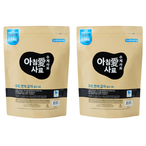 아침애 전연령 강아지 수제 소프트사료, 연어+오리+감자, 1.8kg, 2개