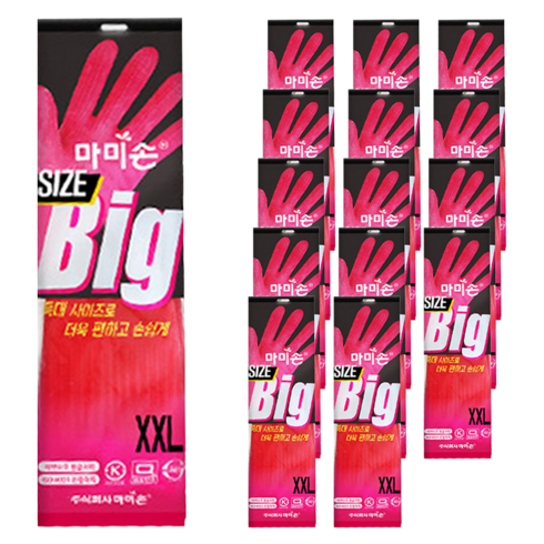 마미손 고무장갑, 빨강, 특특대(XXL) 이상, 15개