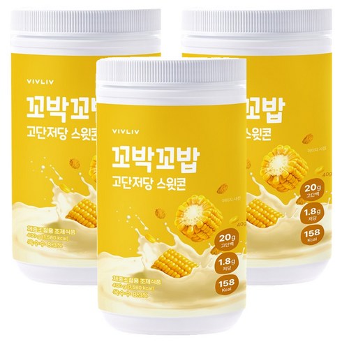 꼬박꼬밥 고단저당 단백질 쉐이크 스윗콘 대용량, 400g, 3개