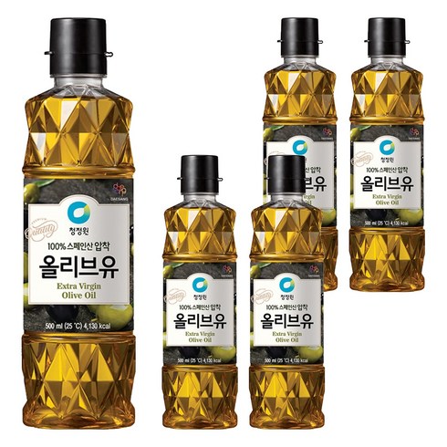 청정원 엑스트라버진 올리브유, 500ml, 5개