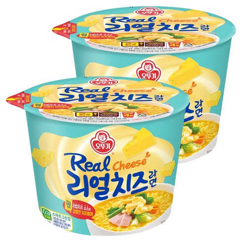 오뚜기 리얼 치즈라면 용기 120g, 2개