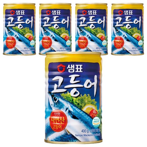 샘표 원터치 고등어 통조림, 400g, 5개