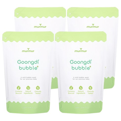 머머 유아용 궁디버블워시 리필 파우치, 4개, 250ml