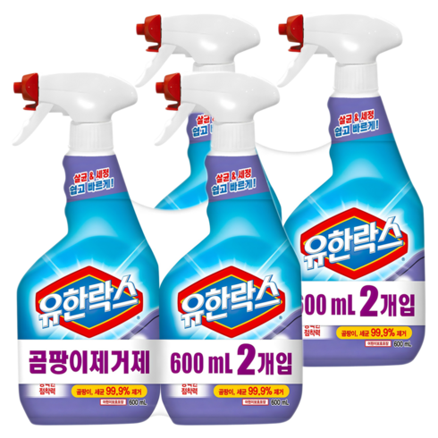 유한락스 곰팡이제거제, 600ml, 4개