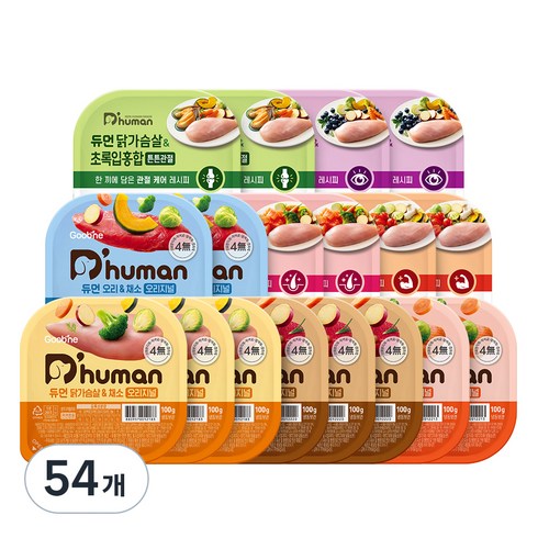 듀먼 전연령 강아지 버라이어티 화식사료 종합 8종, 혼합맛, 100g, 54개