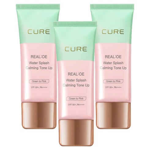 김정문알로에 라센스 로에 큐어 리알로에 워터 스플래쉬 카밍 톤업 선크림 SPF50+ PA++++, 40g, 3개