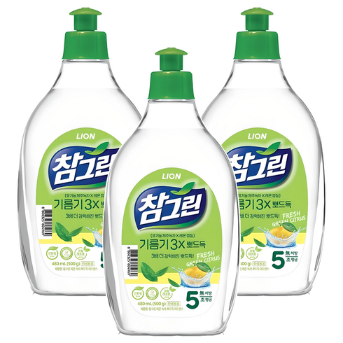 참그린 레몬 녹차 뽀드득 어드밴스 주방세제, 500g, 3개