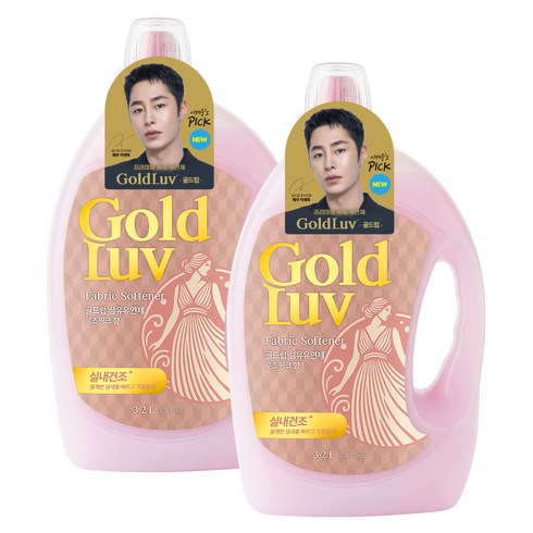 골드럽 섬유유연제 로즈핑크 본품, 2개, 3.2L