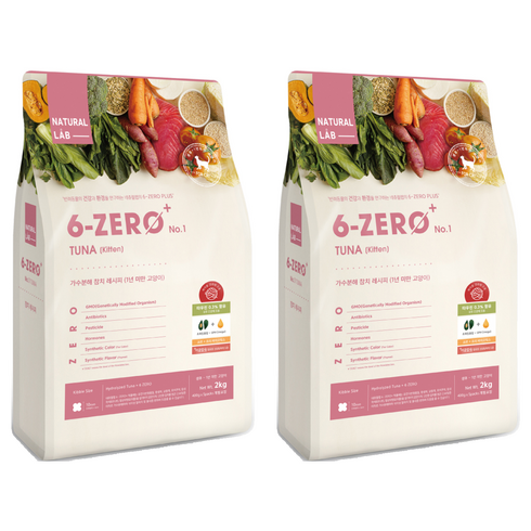 네츄럴랩 키튼 6 ZERO PLUS CAT 1 건식사료, 가수분해 참치, 2kg, 2개