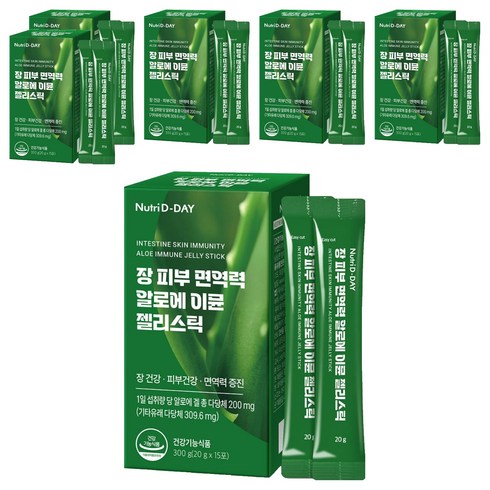 뉴트리디데이 장 피부 면역력 알로에 이뮨 젤리스틱 15p, 300g, 6개