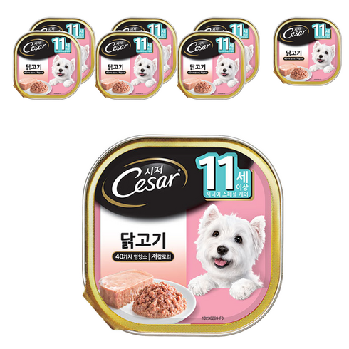 시저 11세 이상 시니어 강아지 주식캔, 닭, 100g, 8개