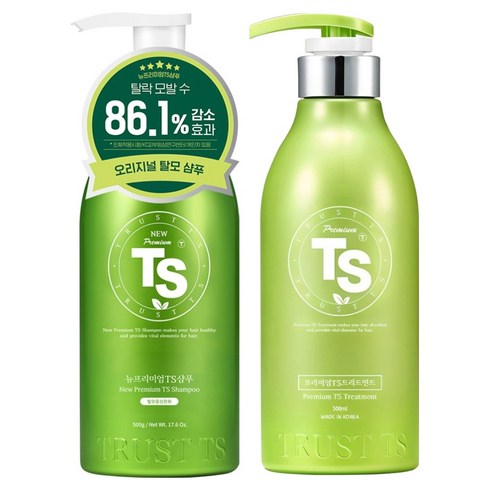 TS 뉴 프리미엄 샴푸 500g + 프리미엄 트리트먼트 500ml 세트, 1세트