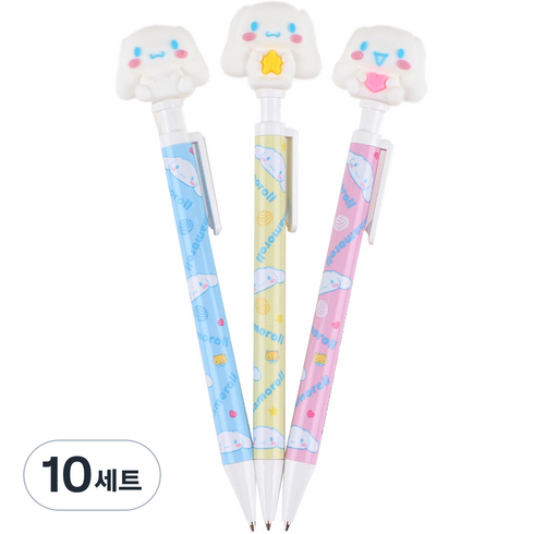 산리오캐릭터즈 시나모롤 피규어 샤프 3종 세트, 0.5mm, 10개