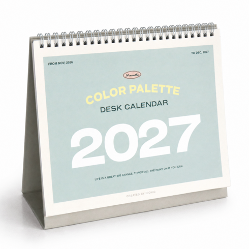 아이코닉 2027 팔레트 데스크 캘린더 탁상 달력 스케줄러, 혼합색상, 1개