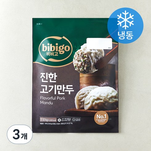 비비고 얇은피 진한 고기만두 (냉동), 1.12kg, 3개