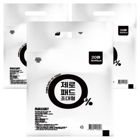 딩동펫 반려동물 제로 배변패드 무향, 20개입, 3개