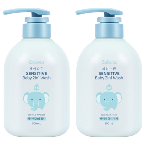 베비언스 센서티브 베이비 투인원 워시 파우더플로럴향, 500ml, 2개