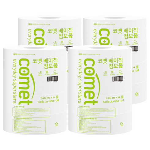 코멧 베이직 2겹 점보롤 화장지 240m, 4개, 4롤