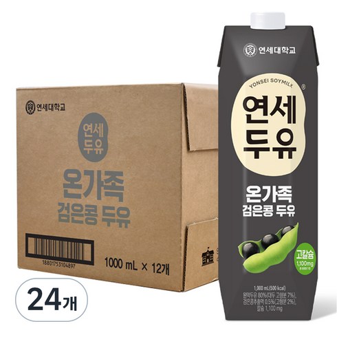 연세우유 온가족 검은콩 두유, 1L, 24개