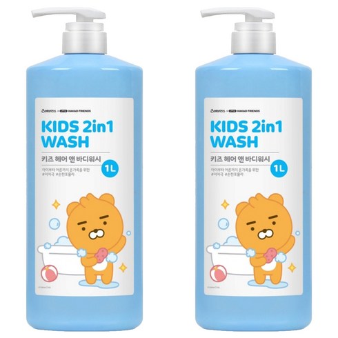 베비언스 리틀카카오프렌즈 키즈 헤어 앤 바디워시 블루, 1L, 2개