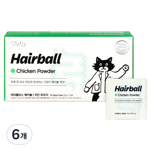닥터펠리스 고양이 파우더 15p, 30g, 헤어볼, 6개