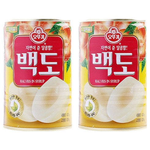 오뚜기 백도 반절 통조림, 400g, 2개
