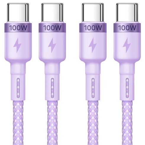 홈플래닛 E-Marker IC 칩셋 C to C PD 100W 초고속충전 케이블, 2m, 퍼플, 2개