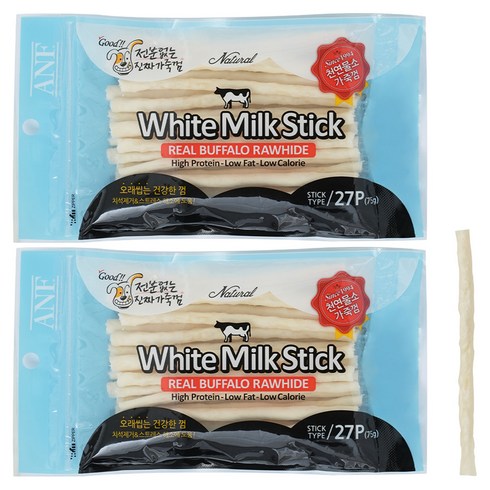 ANF 강아지 로하이드 화이트 스틱, 밀크, 75g, 2개