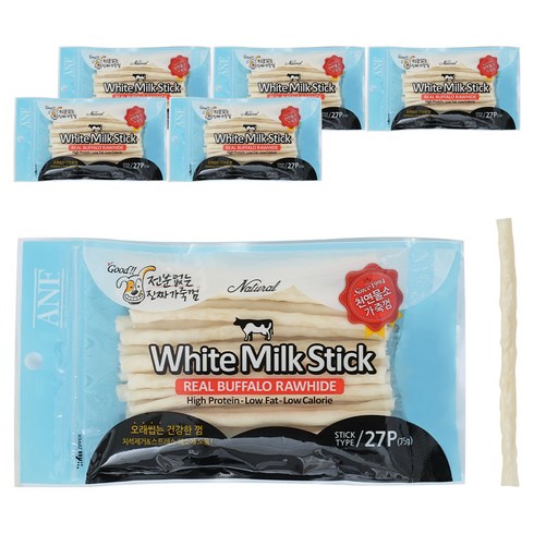 ANF 강아지 로하이드 화이트 스틱, 밀크, 75g, 6개