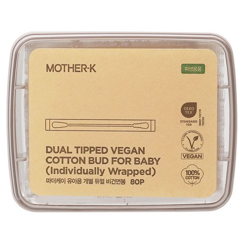 마더케이 유아용 개별 듀얼 비건면봉, 80개입, 1개