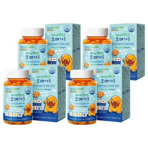 뉴트리디데이 베이비 앤 키즈 오메가3 츄어블 영양제, 45정, 4개