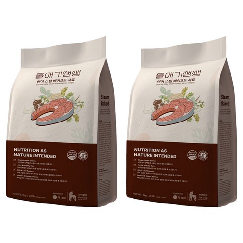 디어랩스 전연령 강아지 울애기쌩쌩 스팀베이크드 사료, 연어, 1kg, 2개