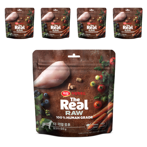 하림펫푸드 시니어 강아지 더리얼 로우 건조사료, 닭, 50g, 5개