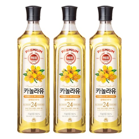 해표 카놀라유, 900ml, 3개