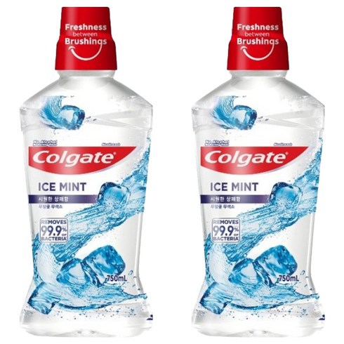 콜게이트 마우스워시 아이스 민트, 750ml, 2개